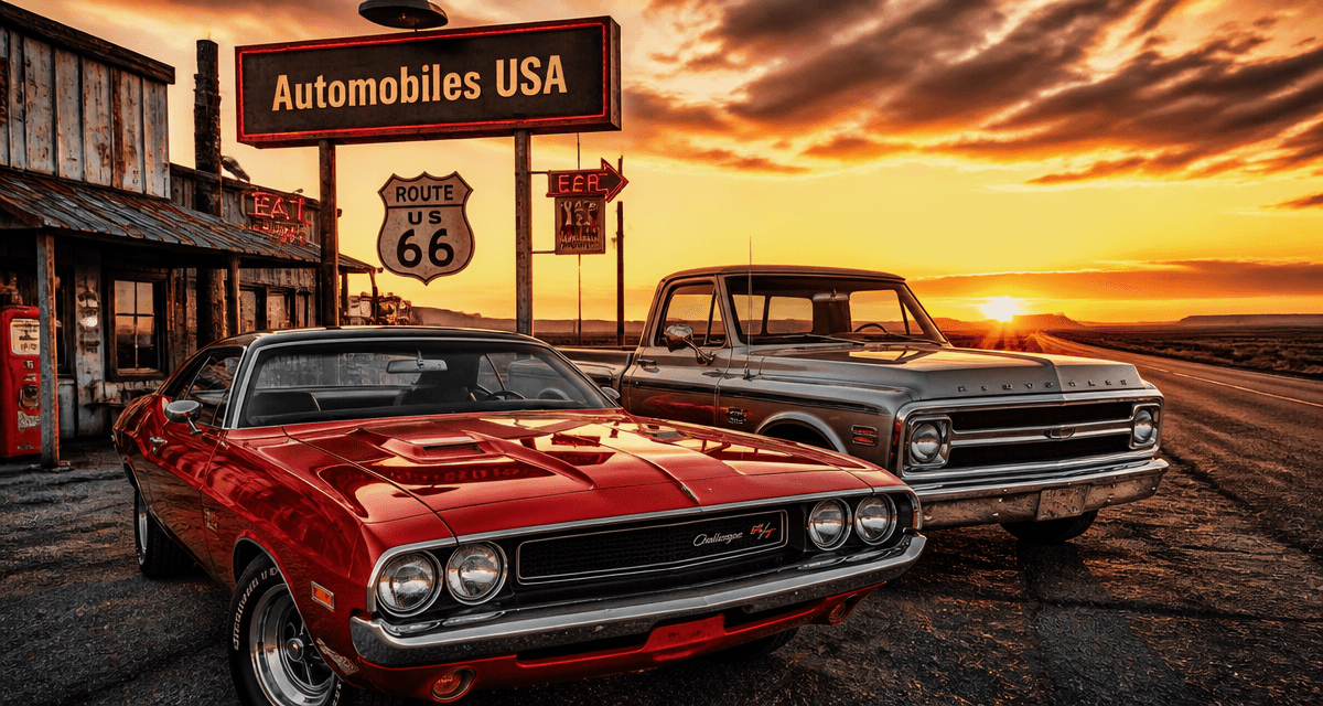 automobiles usa muscle car pick-up route
