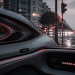 Conduite autonome voiture futuriste feu tricolore