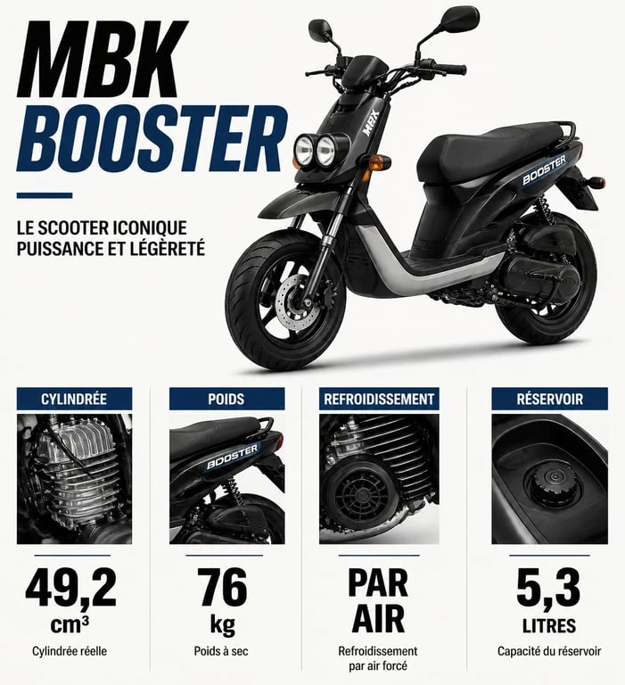 Fiche technique et caractéristiques du scooter MBK Booster