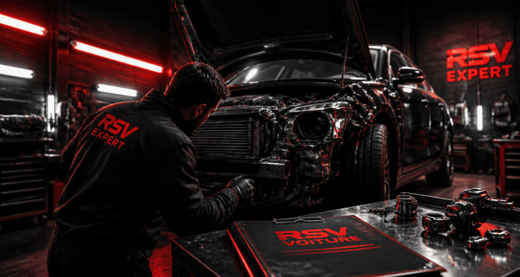 Expert RSV voiture dans garage sombre
