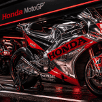 honda motogp rc213v dans le paddock de nuit