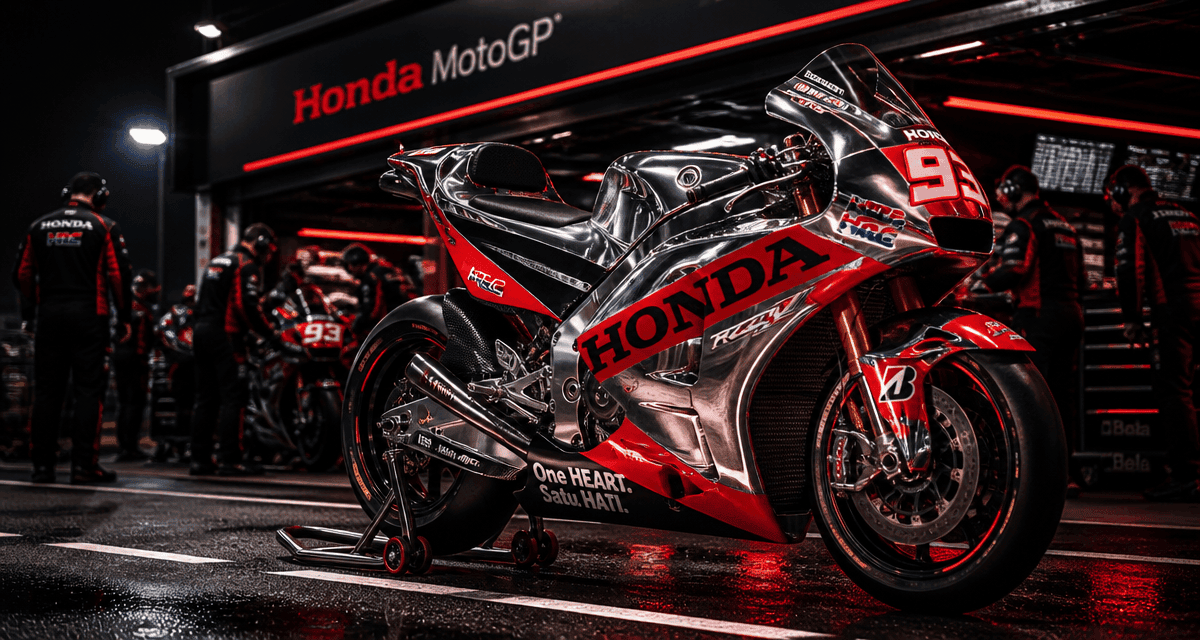 honda motogp rc213v dans le paddock de nuit