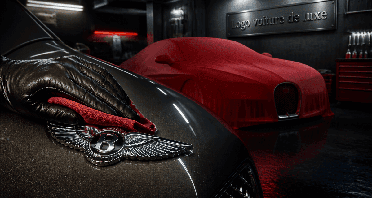 logo voiture de luxe sur capot supercar