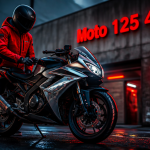 Moto 4 temps 125 moderne garée