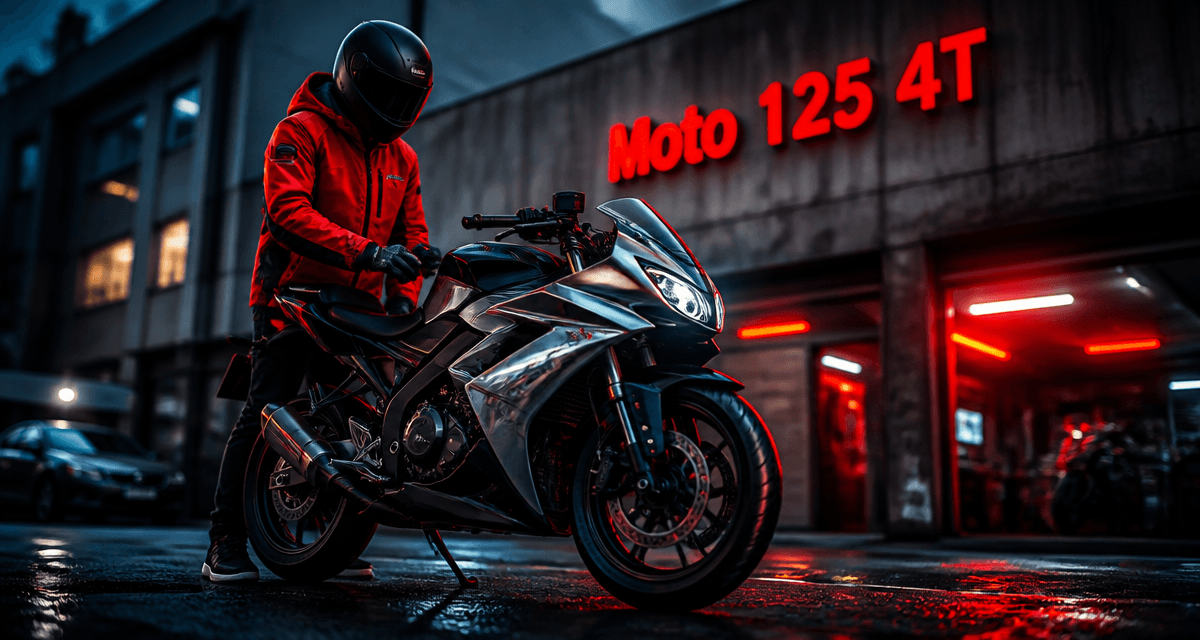Moto 4 temps 125 moderne garée
