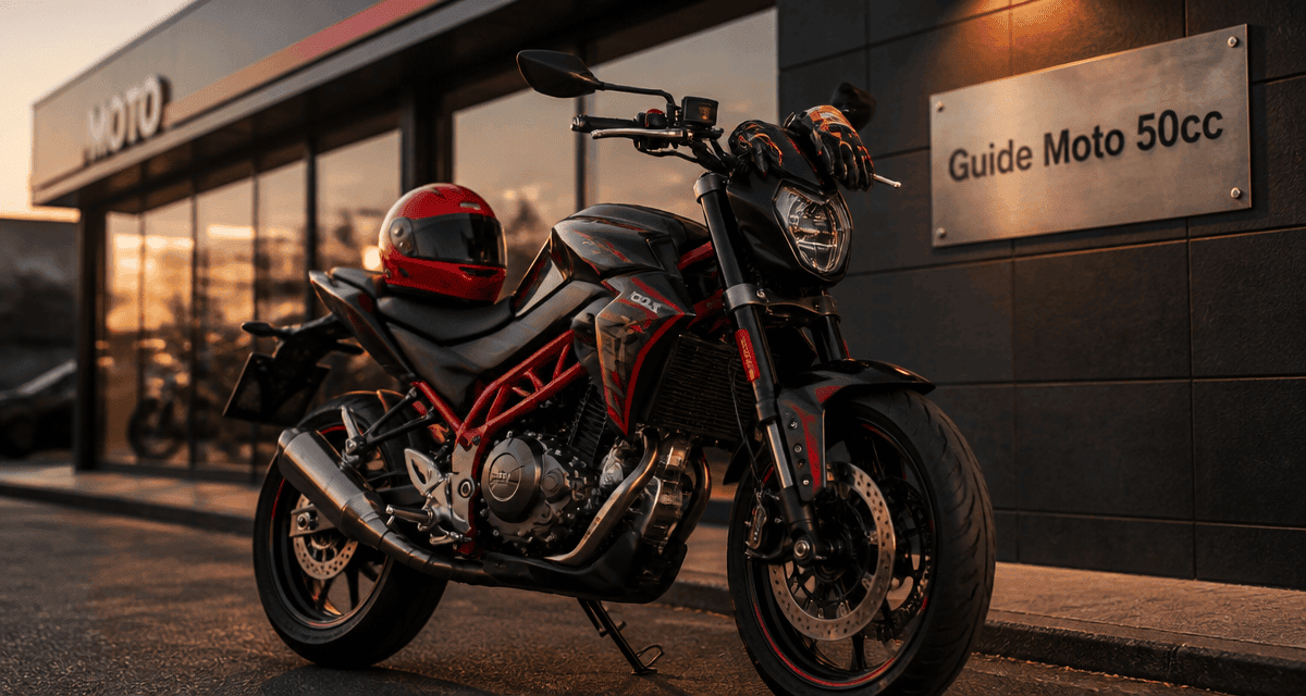 moto 50cc prix neuf moderne sur parking urbain