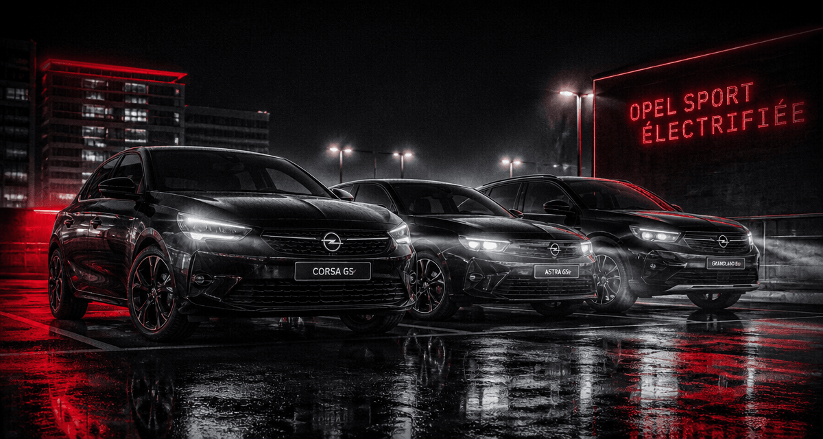 Opel Sport GSe et GS sur parking urbain de nuit