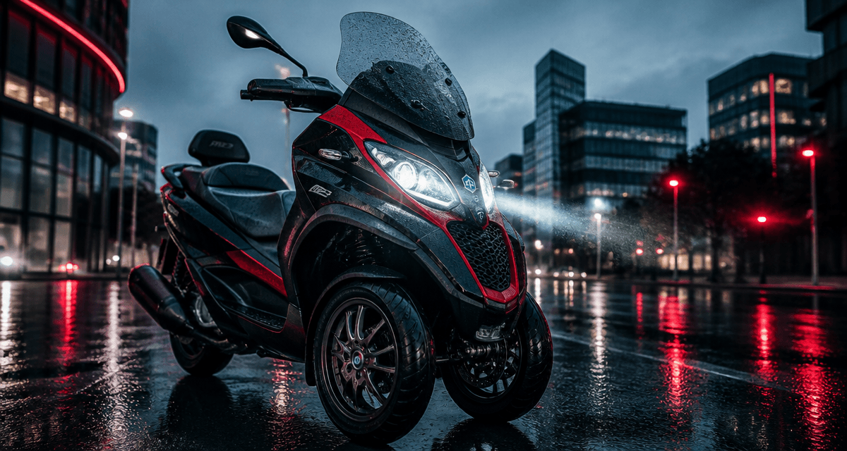 piaggio mp3 noir rouge phares allumés