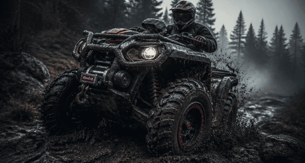 quads 4x4 sur terrain accidenté