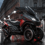 scooter 2 roue avant stationné en ville