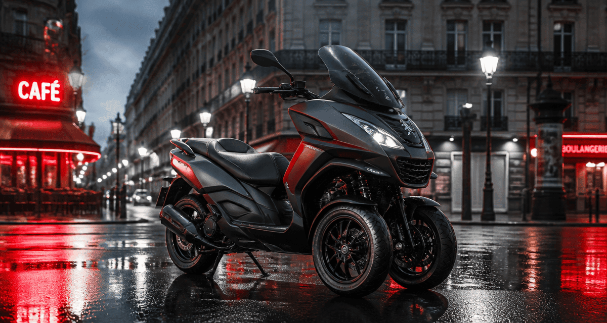 scooter 2 roue avant stationné en ville