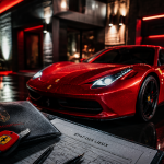 voiture de location sport supercar rouge devant villa moderne