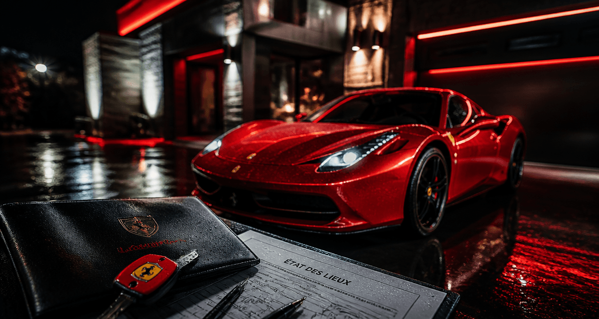 voiture de location sport supercar rouge devant villa moderne