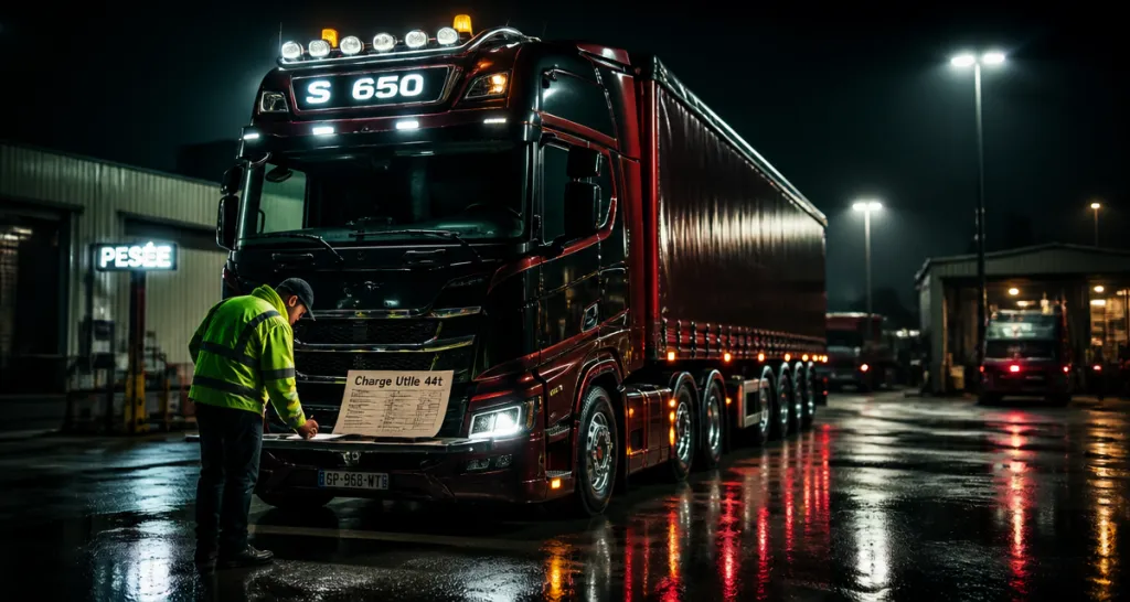 charge utile semi remorque 44t vérification nocturne