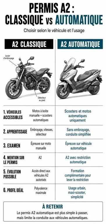Comparatif des permis moto A2 classique et A2 automatique pour conduire un Yamaha TMax