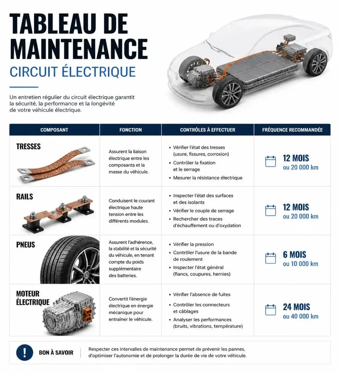 Tableau d'entretien pour circuit de voiture télécommandée : maintenance des tresses, rails et moteurs