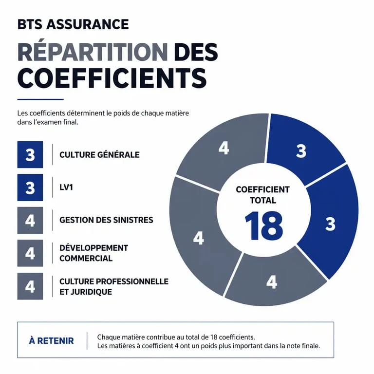 Répartition des coefficients des épreuves du BTS Assurance pour le simulateur de notes