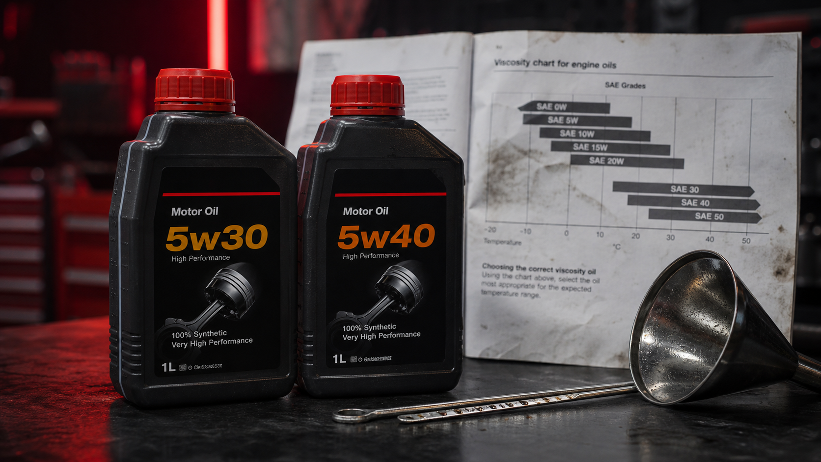 Bidons huile 5w30 ou 5w40 pour protéger le moteur