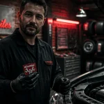Ludo automobiles : mécanicien au capot d’une berline d’occasion à Sauzé-Vaussais