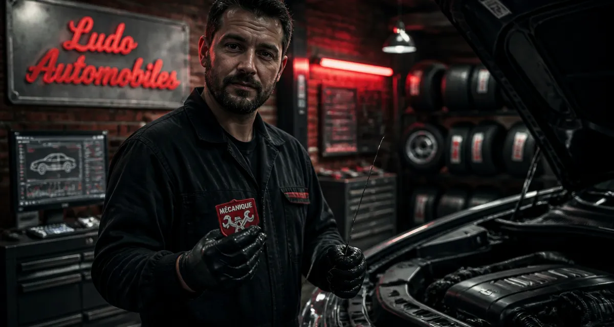 Ludo automobiles : mécanicien au capot d’une berline d’occasion à Sauzé-Vaussais