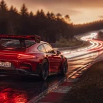 Porsche gt2 rs 992 vue arrière sur circuit