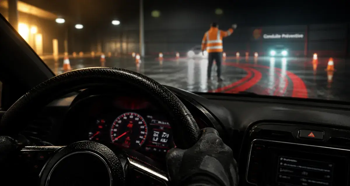 Stage de conduite préventive : freinage d’urgence sur circuit de sécurité