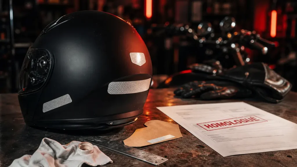 Bande réfléchissante casque moto obligatoire pour rester visible et éviter l’amende