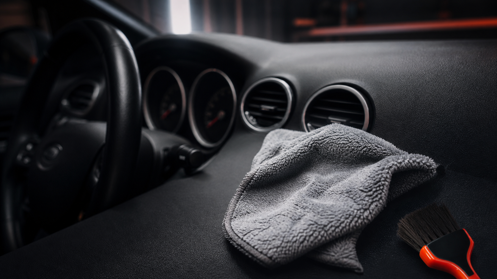 Comment nettoyer un tableau de bord de voiture : microfibre et brosse douce