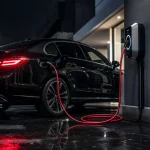 Comment se recharge une voiture hybride : voiture PHEV branchée à une borne murale