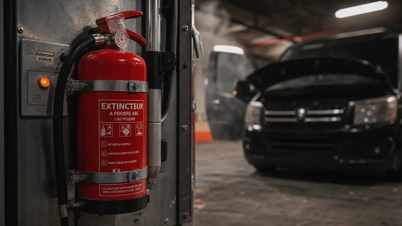 Extincteur pour voiture obligatoire : extincteur auto en parking souterrain