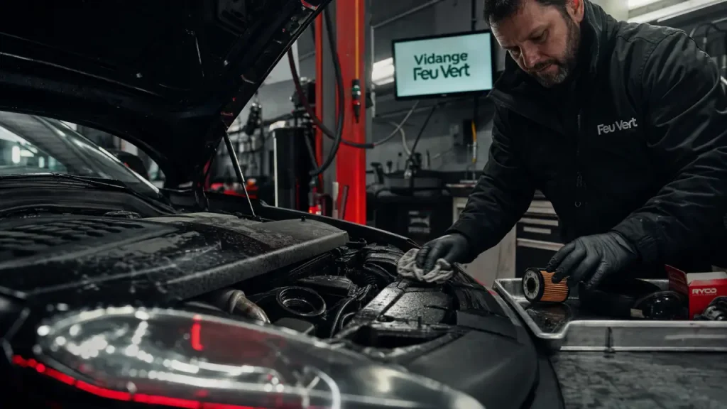 Feu Vert forfait vidange : prix à partir de 59€, 20 à 30 contrôles et rendez-vous en 1h30
