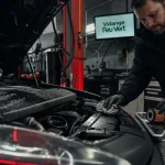 Feu vert forfait vidange : mécanicien change filtre à huile au garage