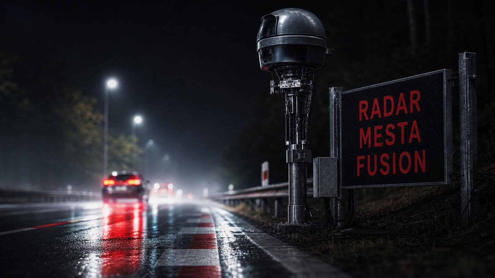 Radar tourelle flash à quelle distance : Mesta Fusion nocturne sur mât