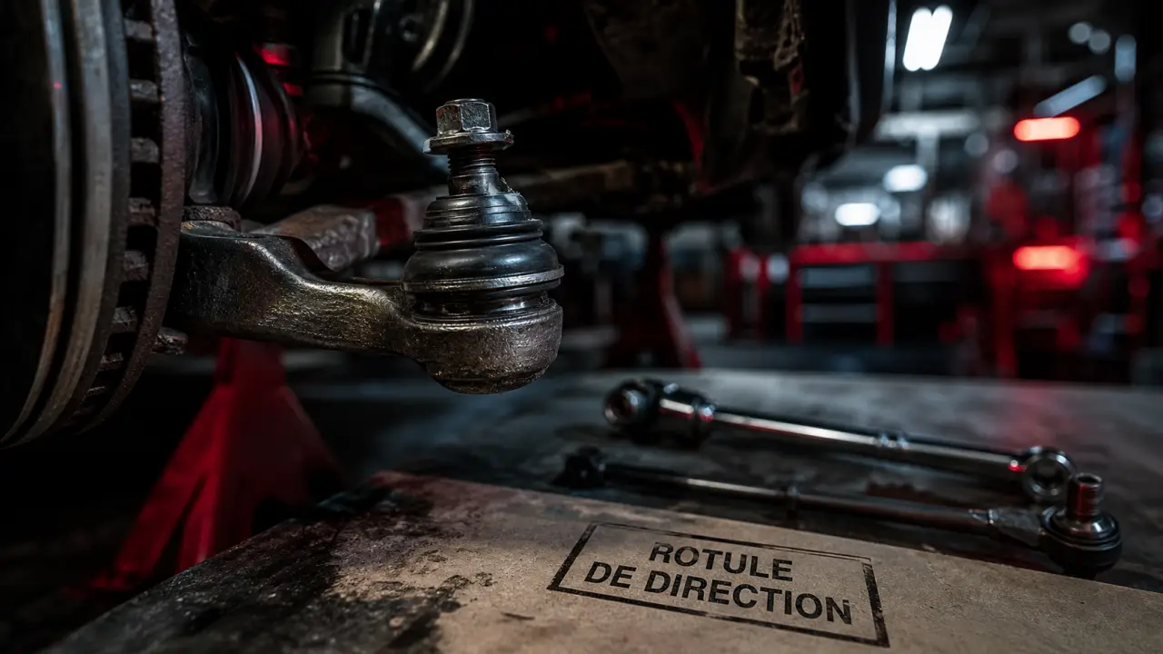 Rotule de direction usée et soufflet craquelé, jeu latéral et claquements