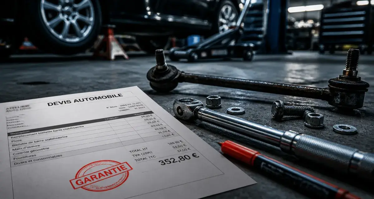 Tarif changement biellette de barre stabilisatrice : devis et garanties à vérifier