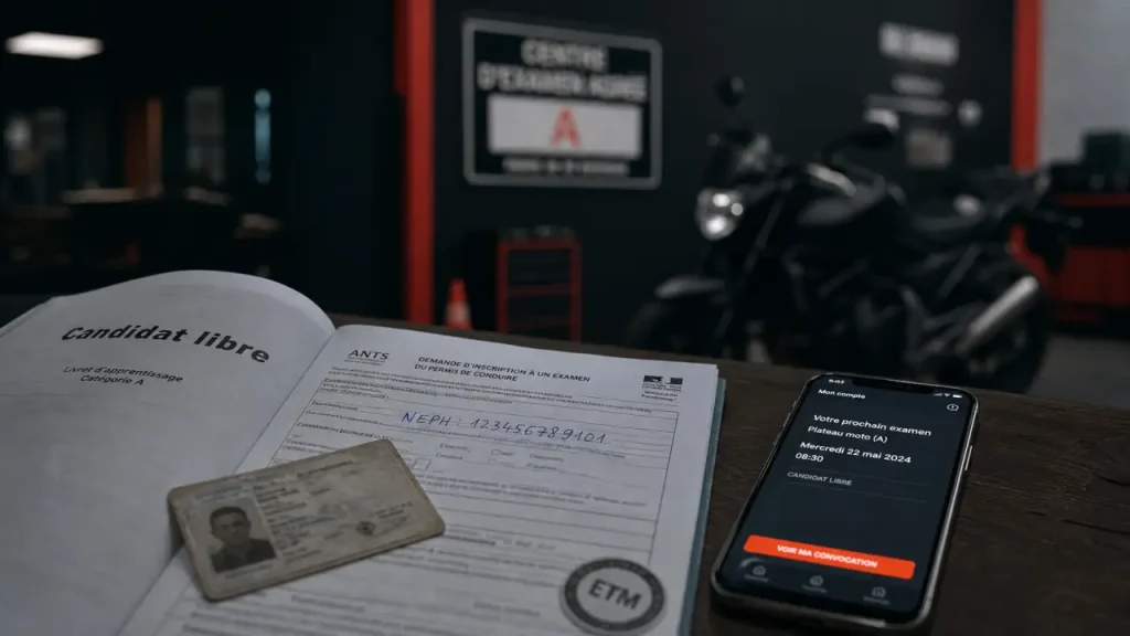 Code moto en candidat libre : s’inscrire, réserver et passer l’ETM sans auto-école