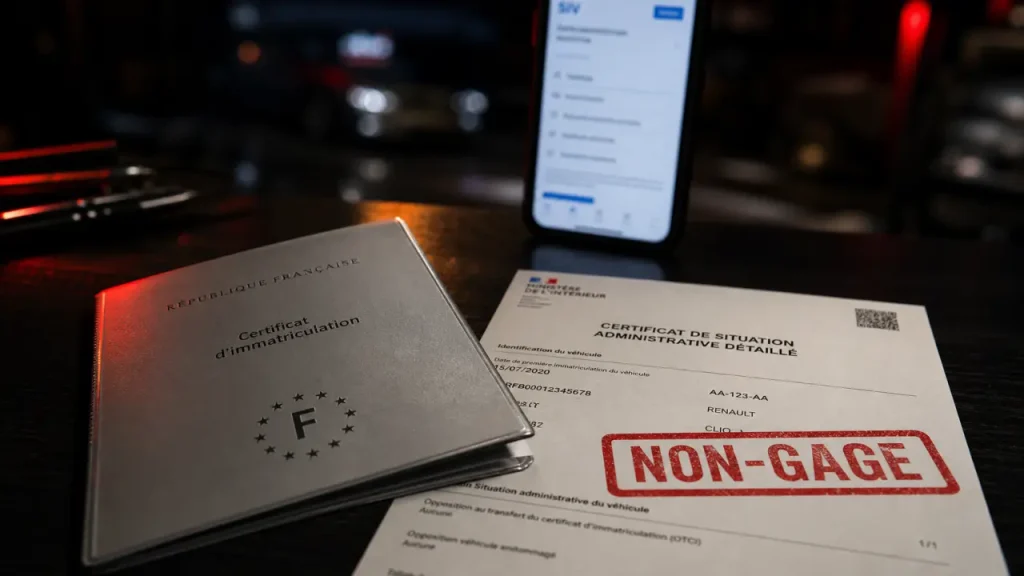 Voiture gagée : certificat, OTCI et blocages à vérifier avant une vente