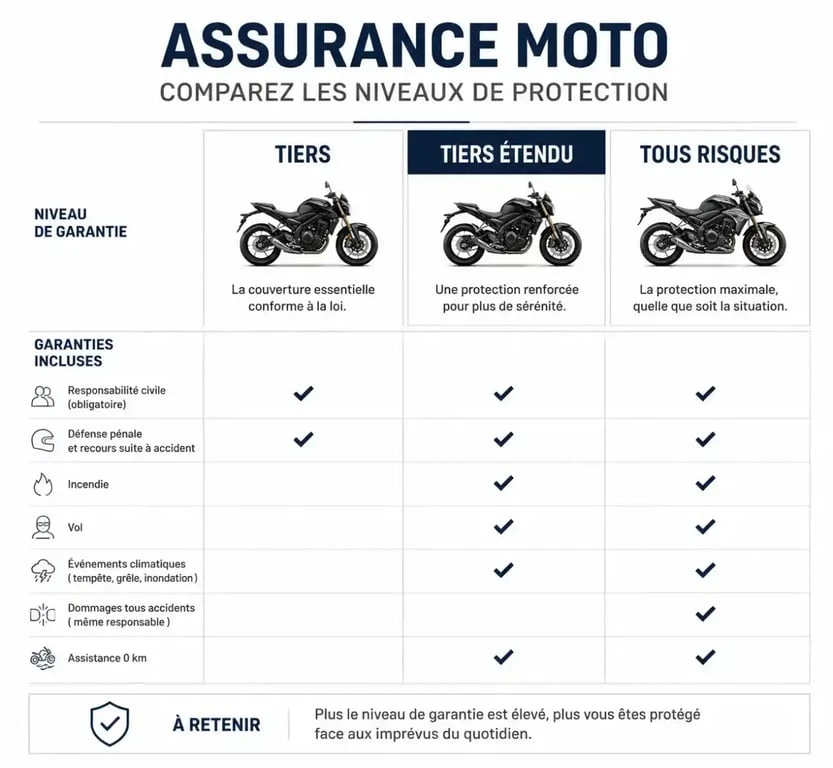 Comparatif des formules d'assurance moto roadster : Tiers, Tiers étendu et Tous risques