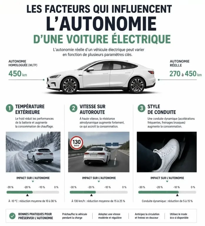 Facteurs influençant l'autonomie voiture electrique