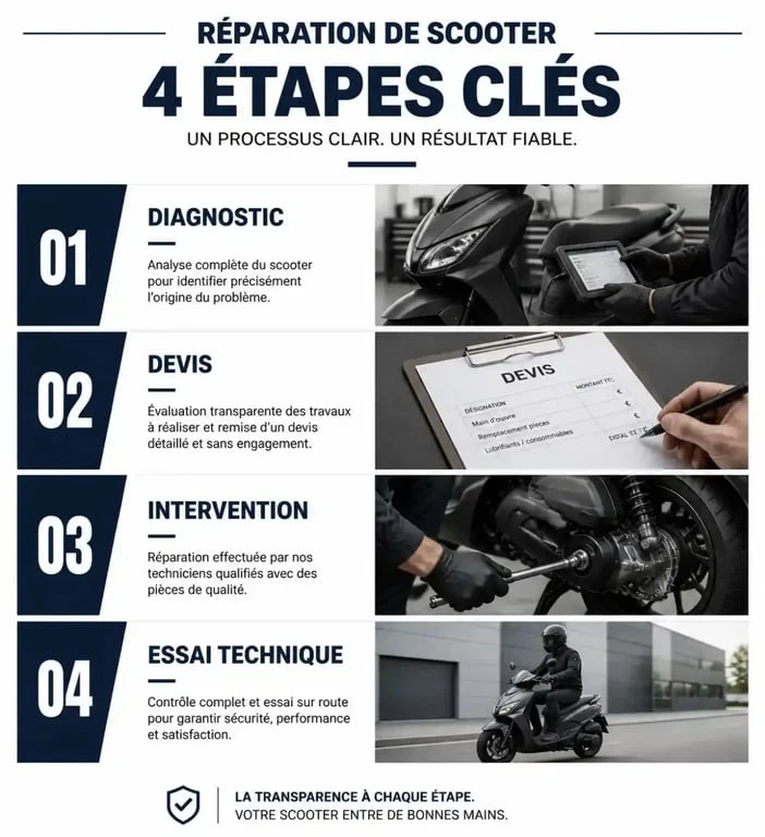 Étapes de la réparation d'un scooter : du diagnostic à la remise en route