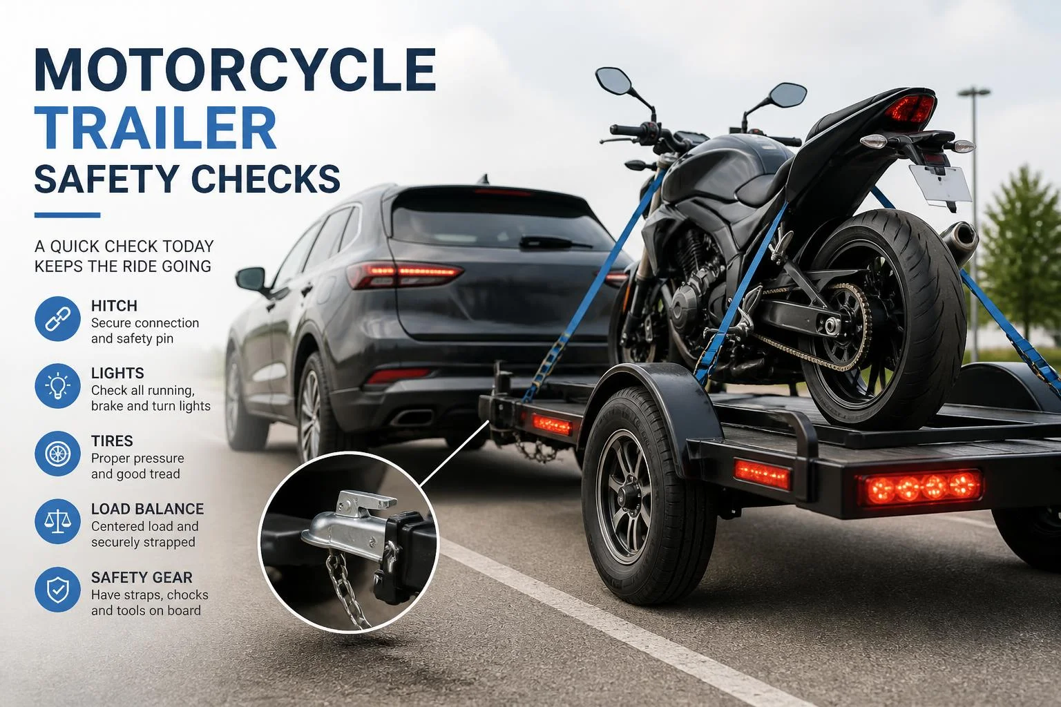 Remorque porte-moto : 4 vérifications avant départ